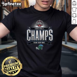 Premium Tulane Green Wave Football Champs 2025 T-Shirt featuring vibrant team colors and logo, perfect for fans.