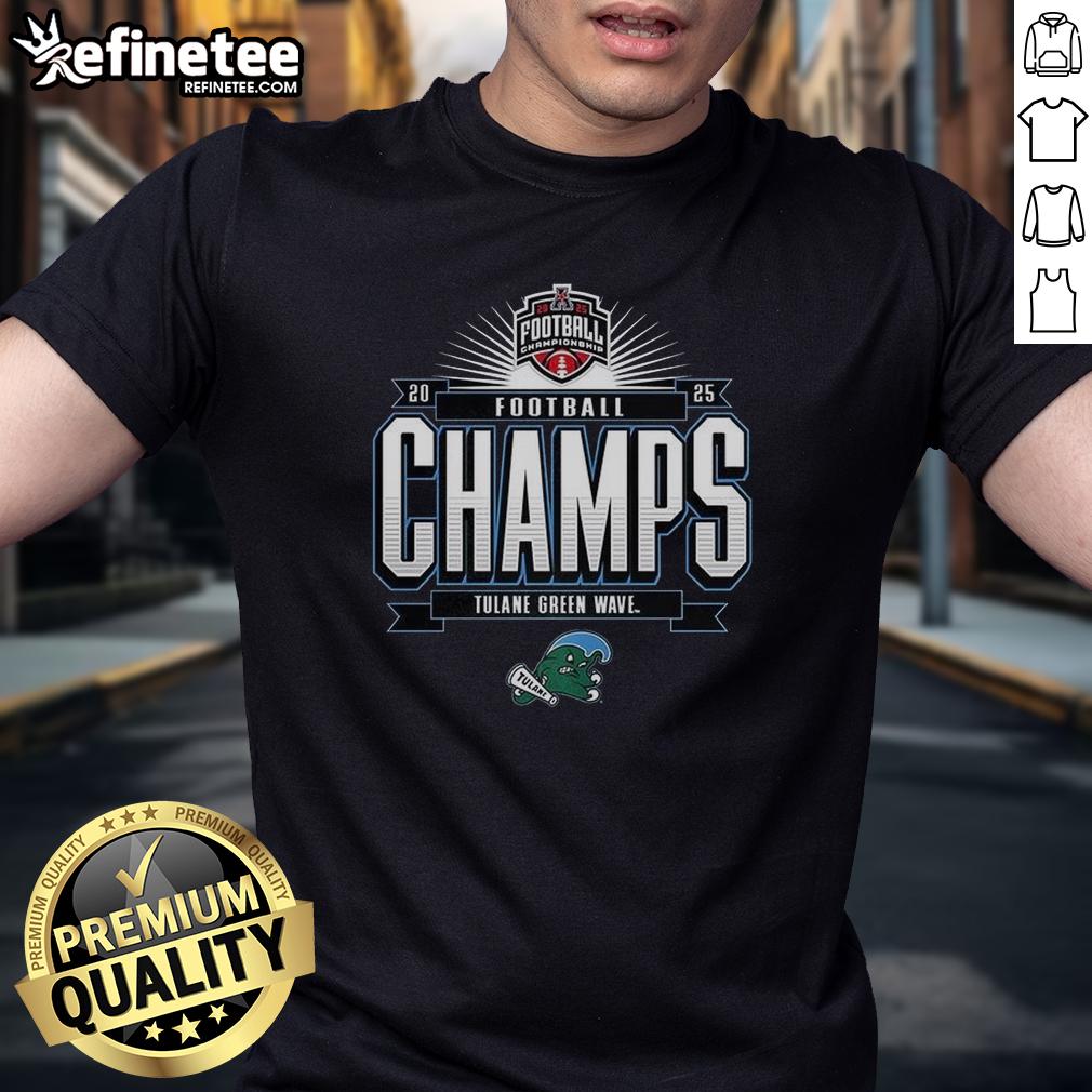 Premium Tulane Green Wave Football Champs 2025 T-Shirt featuring vibrant team colors and logo, perfect for fans.