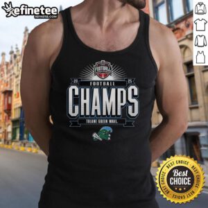Alt Text: Premium Tulane Green Wave American Conference Football Champs 2025 tank top showcasing team pride and style.