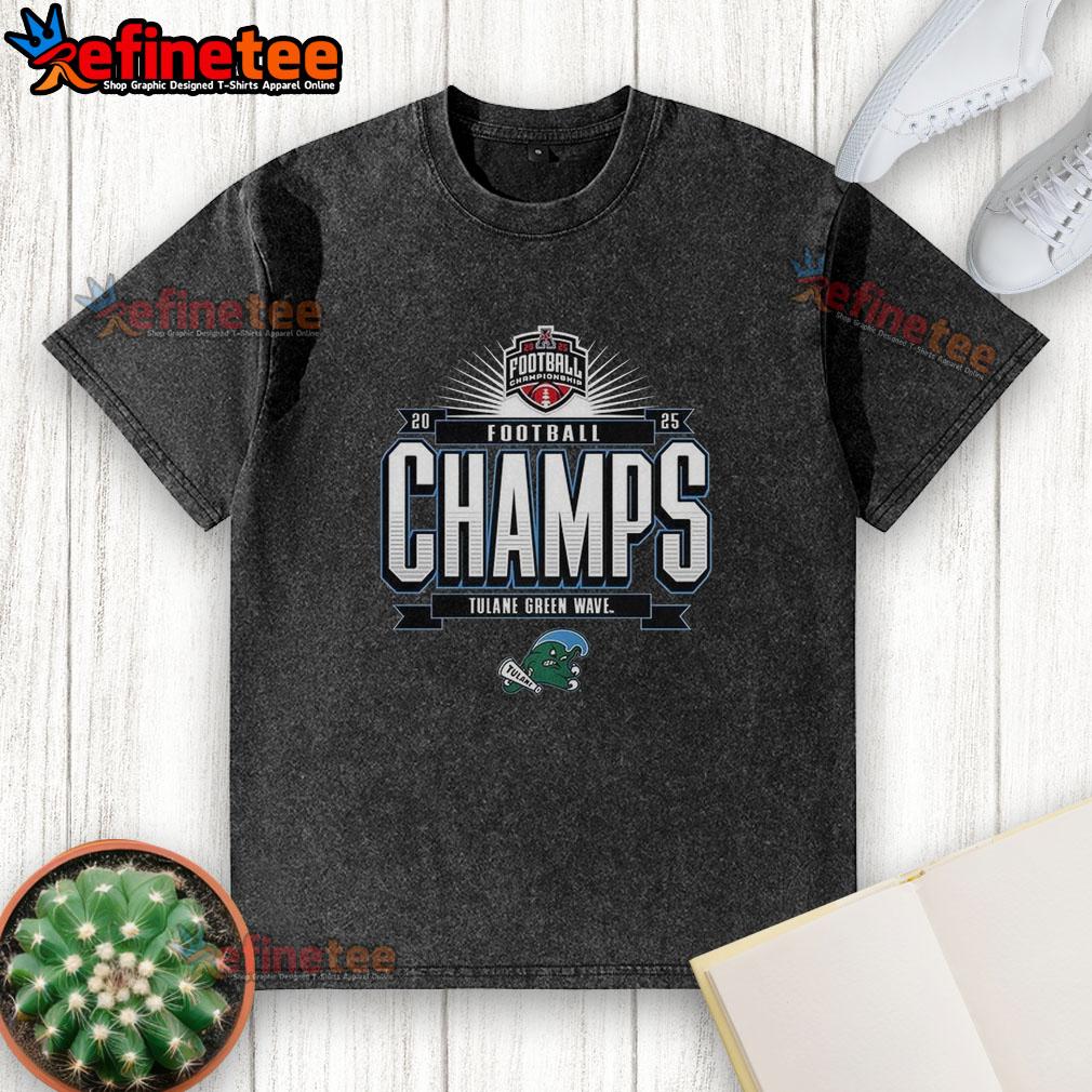 Premium Tulane Green Wave American Conference Football Champs 2025 washed t-shirt in vibrant green color.