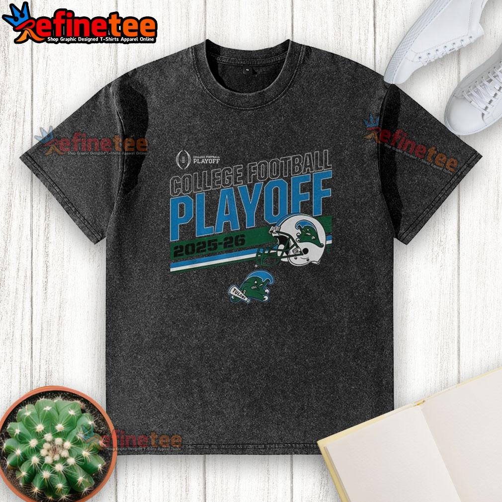Alt Text: Premium Tulane Green Wave College Football Playoff 2025-2026 helmet design on a washed t-shirt, showcasing team spirit.