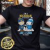 Pretty Charlie Brown fist bump with Snoopy on a Michigan and Detroit Lions skyline t-shirt design.