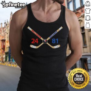 Alt Text: Top Ilya Rozanov and Shane Hollander heated rivalry inspired hockey love line tank top design for fans.