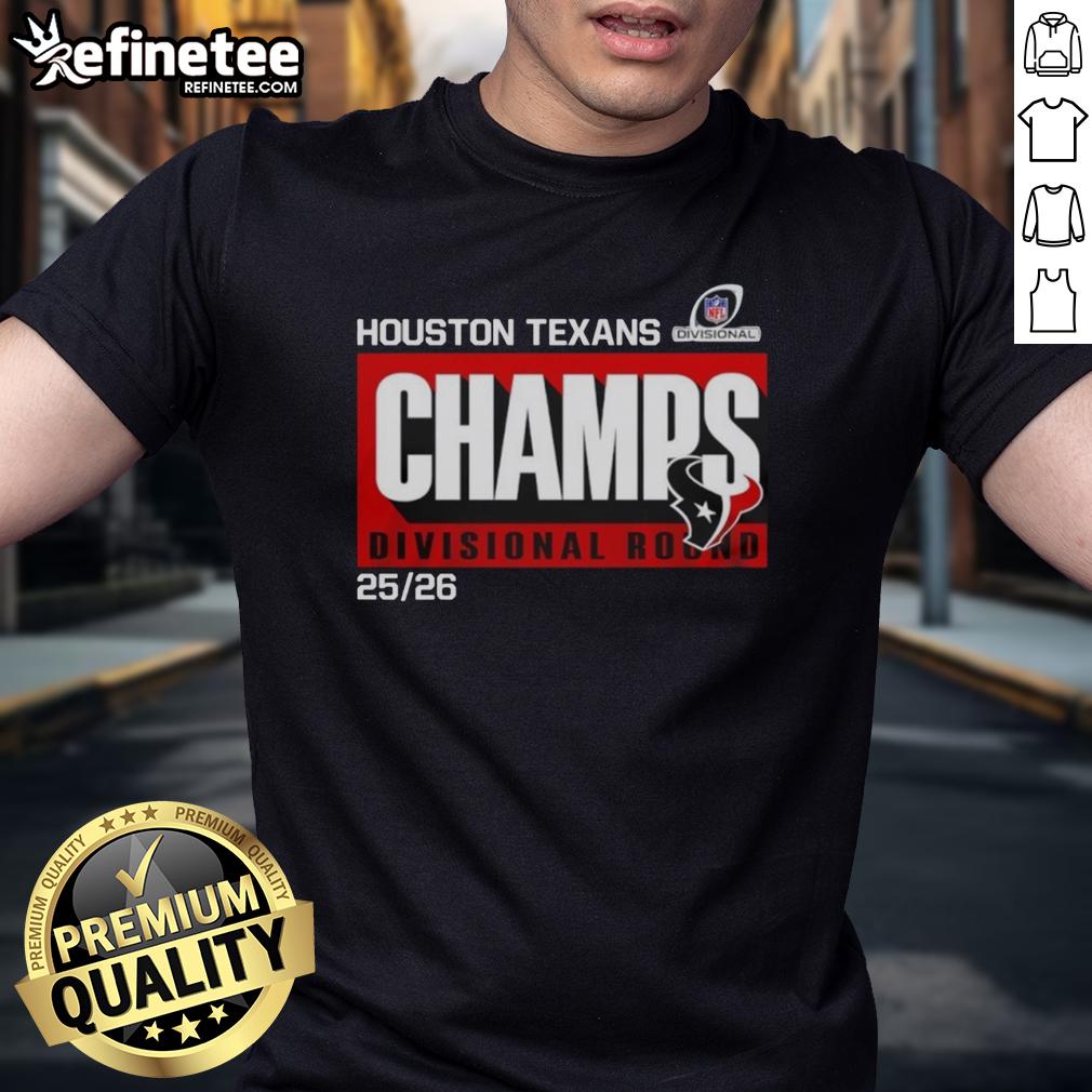 Alt Text: Awesome Houston Texans Divisional Champs Divisional Round 25 26 T-Shirt featuring team logo and vibrant design.