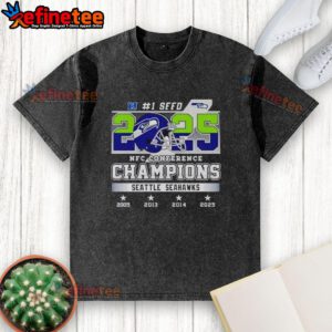 Good Seattle Seahawks 1 Seed 2025 NFC Conference Champions Washed T-Shirt featuring vibrant team colors and logo.
