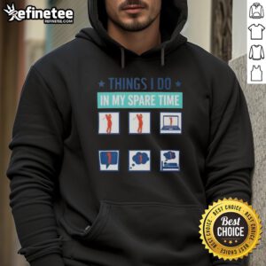 Golfer wearing a hoodie with 'Good Things I Do in My Spare Time' design on a golf course.