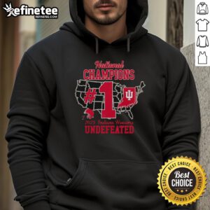 2025 National Champions IU Football hoodie in red, showcasing Nice Indiana Hoosiers number one design.