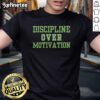 Official Discipline Over Motivation Gym Workout Consistency T-Shirt for fitness enthusiasts promoting dedication and perseverance.