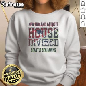 Original New England Patriots vs Seattle Seahawks House Divided Sweatshirt for fans of both teams.