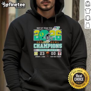 Original Oregon Ducks Shutout Texas Tech 2026 Orange Bowl Champions vintage hoodie with team logo and colors.