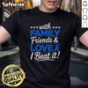 Family and friends wearing 'Beat It Survivor Colon Cancer' blue ribbon t-shirt, celebrating strength and support.