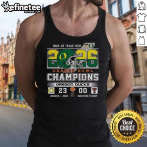 Premium Oregon Ducks Shutout Texas Tech Orange Bowl Score Champions Tank Top showcasing team pride and victory.