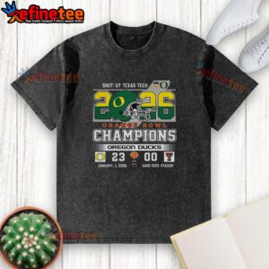 Premium Oregon Ducks Shutout Texas Tech Orange Bowl Score Champions Washed T-Shirt showcasing team pride and victory.