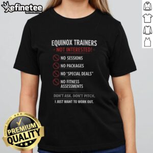Stylish ladies tee with 'Not Interested, Just Want to Work Out' slogan, perfect for fitness enthusiasts and gym lovers.