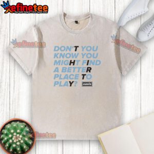 Awesome Oasis washed t-shirt featuring playful design, perfect for casual outings and comfortable wear.