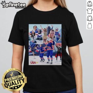 Alt Text: Awesome Olympics Team USA dominated ladies tee showcasing vibrant design and patriotic colors for sports fans.