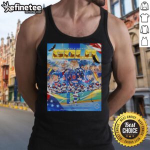 Awesome Olympics USA Men's Hockey Gold Tank Top featuring bold graphics and vibrant colors for sports fans.