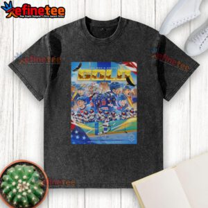 Alt Text: Awesome Olympics USA Men's Hockey Gold Washed T-Shirt featuring vibrant colors and a sporty design for fans.