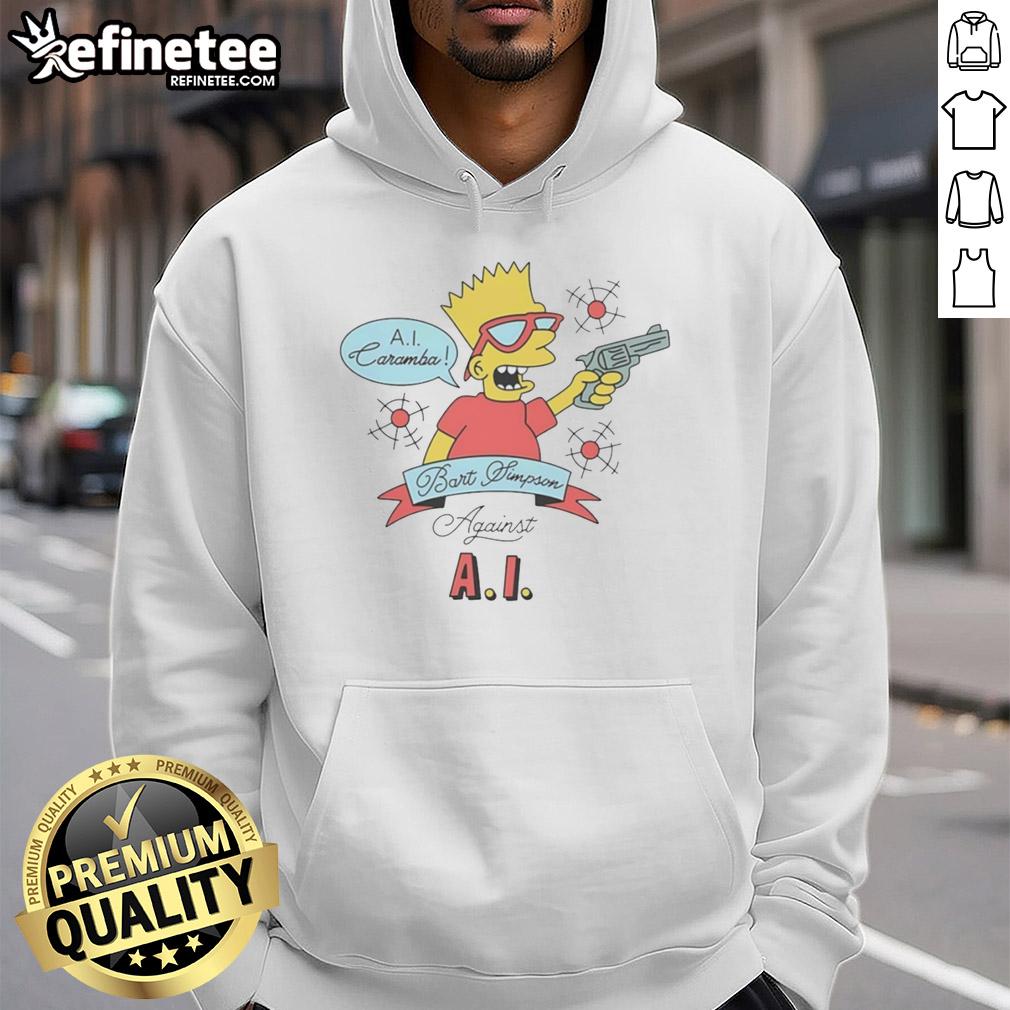 Good Bart Ai Caramba Against Ai Hoodie featuring vibrant graphics and bold colors, perfect for AI enthusiasts.