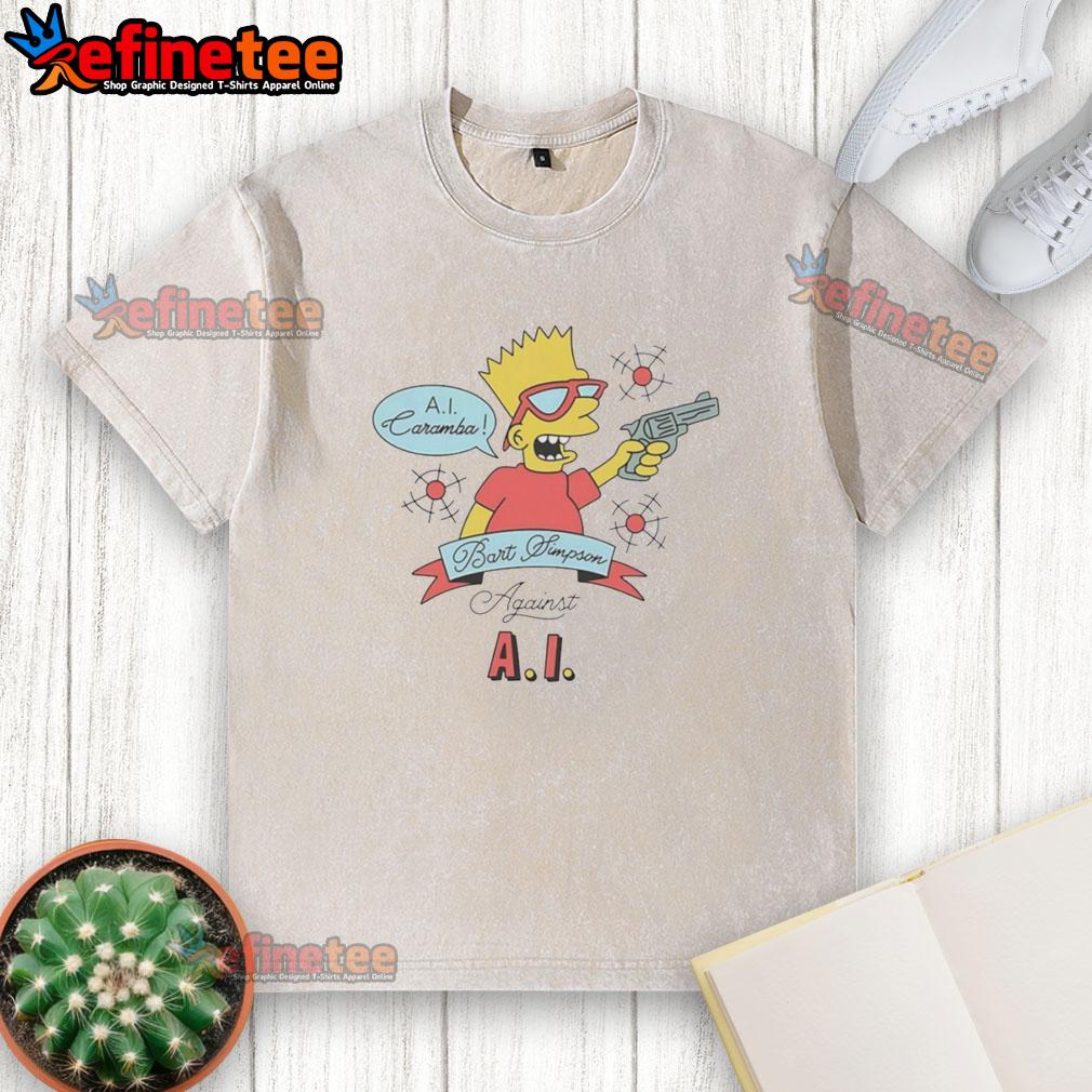 Good Bart Ai Caramba Against AI washed t-shirt featuring vibrant graphics and a comfortable fit for casual wear.