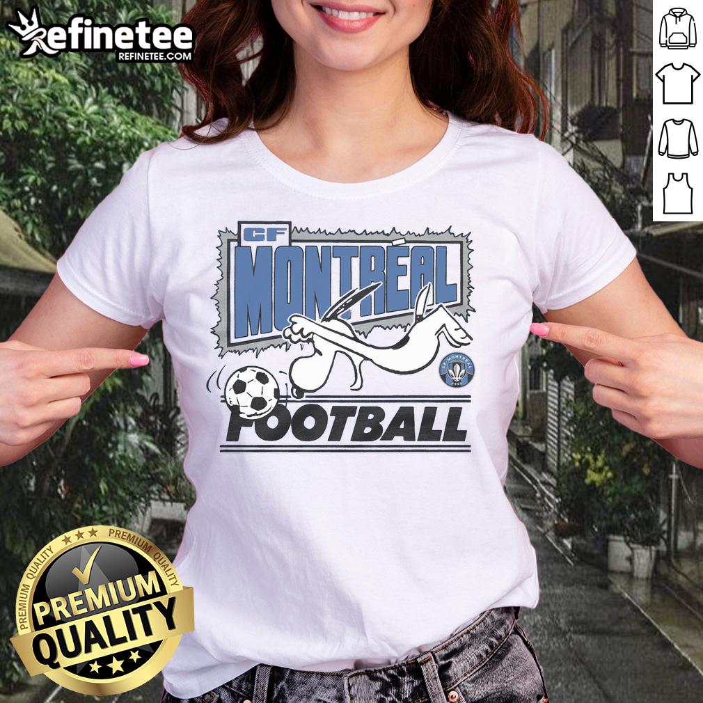 Good Peanuts Snoopy X CF Montreal Ladies Tee featuring a stylish design with Snoopy and vibrant colors.