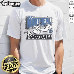 Good Peanuts Snoopy X CF Montreal T-Shirt featuring iconic Snoopy design and team colors, perfect for fans.