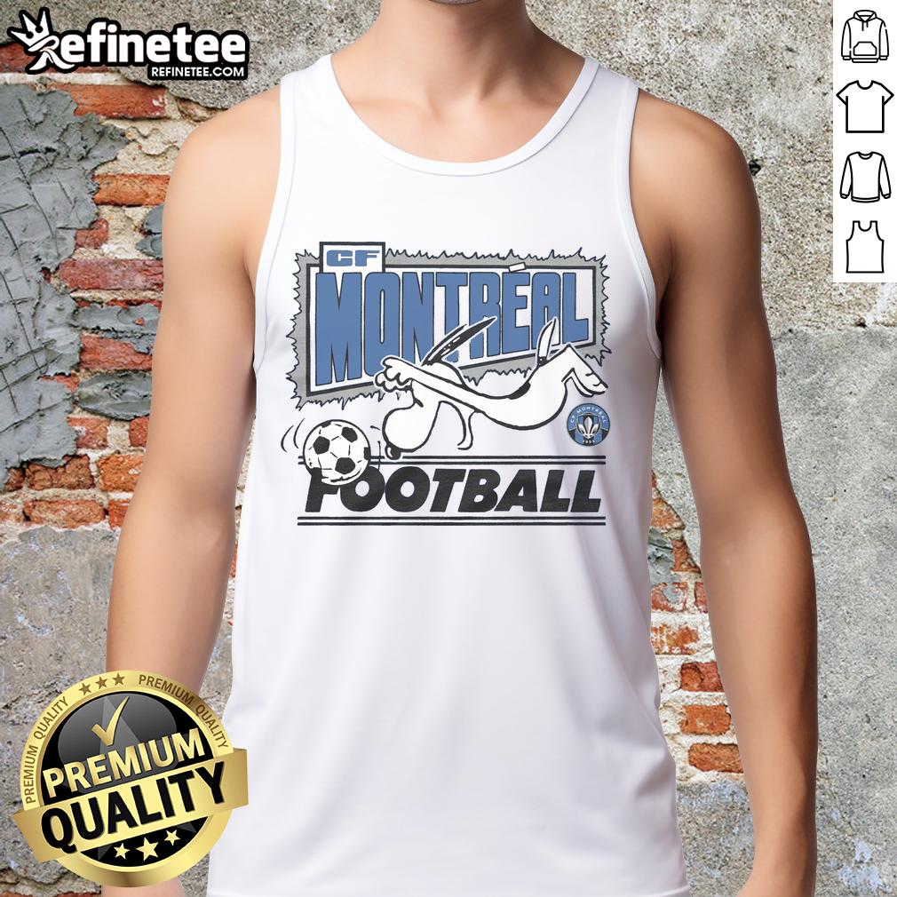 Alt Text: Good Peanuts Snoopy X CF Montreal tank top featuring a playful Snoopy design, perfect for fans and casual wear.