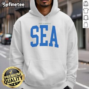 Seattle Seahawks Super Bowl LX Champions hoodie featuring 'God Is Good' design, perfect for fans celebrating victory.