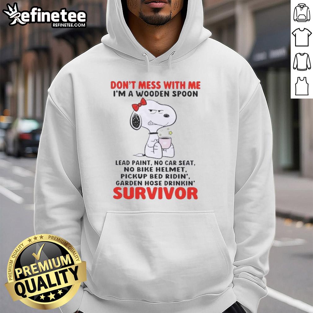 Nice Snoopy hoodie with 'Don't Mess With Me' slogan, featuring a wooden spoon graphic, perfect for survivors.