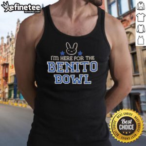 Official Bunny 'I'm Here for the Benito Bowl' tank top featuring a playful design, perfect for game day apparel.