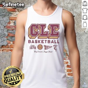 Official Cle Basketball Est. 1970 Big Dream Bigger Heart Logo Tank Top showcasing a vibrant design for fans and players.
