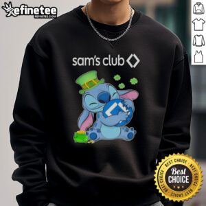 Official Stitch with St. Patrick's Hug sweatshirt featuring Sam's Club logo, perfect for festive celebrations.