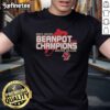 Alt Text: Original Boston College Eagles Men's Hockey 2026 Beanpot Champions T-Shirt displayed in a locker room setting.