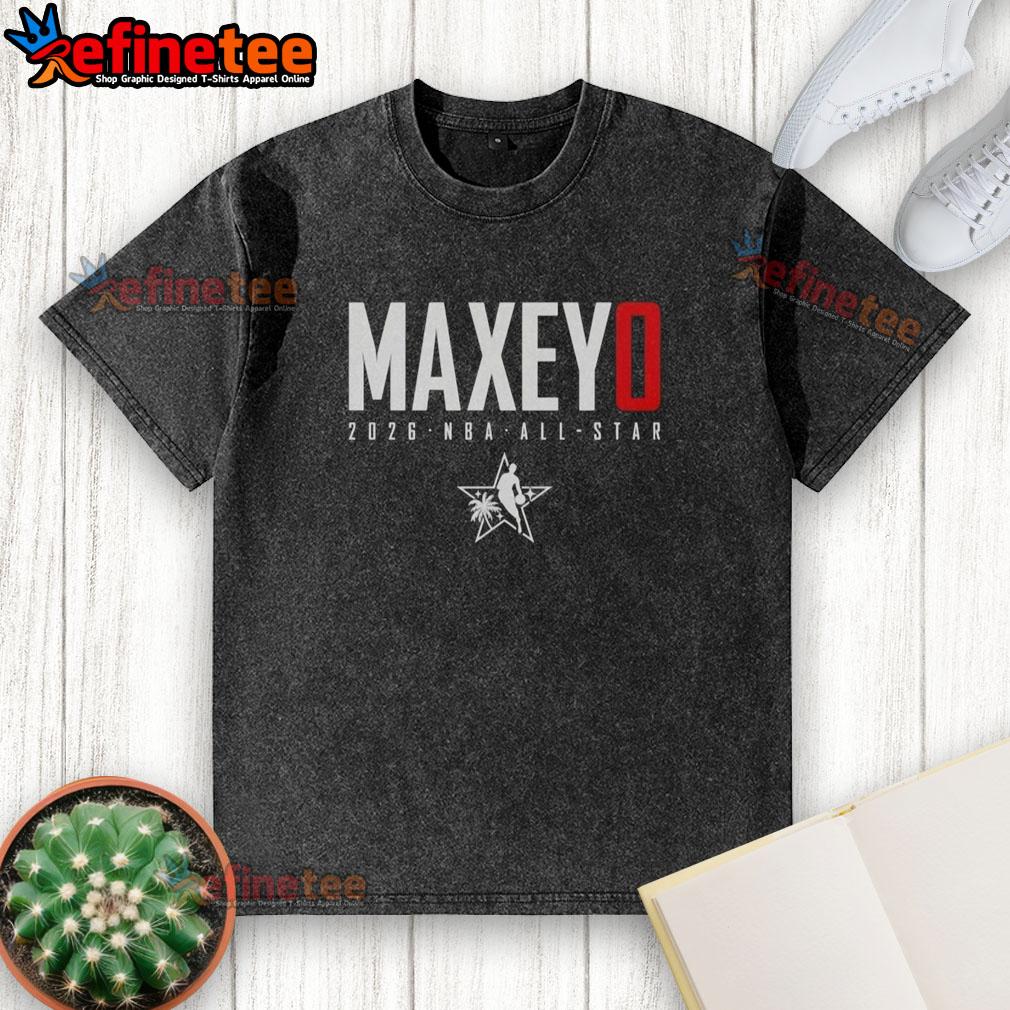 Alt Text: Original Tyrese Maxey Philadelphia 76ers 2026 NBA All-Star Elite Washed T-Shirt showcasing team colors and player design.