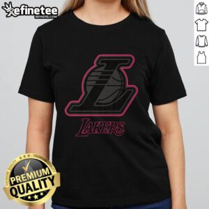 Premium Los Angeles Lakers highlight reel ladies tee showcasing vibrant team colors and stylish design for passionate fans.