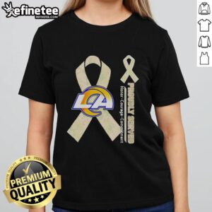 Premium Los Angeles Rams tee for women featuring 'Honor Courage Commitment' design, perfect for fans and casual wear.