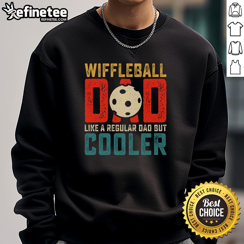 Alt Text: Top Cooler Wiffleball Dad Fathers Day Sweatshirt in navy blue, perfect gift for wiffleball-loving dads.