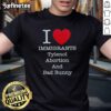 Top I Heart Immigrants Tylenol Abortion Bad Bunny T-Shirt design featuring vibrant graphics and bold text for fans.