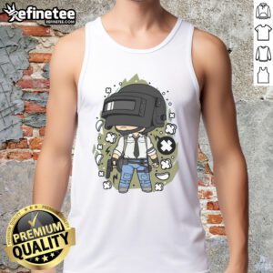 Chibi survivor in a stylish tank top featuring an awesome battle royale design, perfect for gaming fans and casual wear.