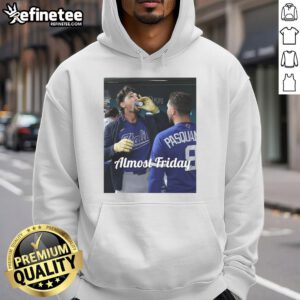 Awesome Jac Caglianone of Kansas City Royals sipping espresso in dugout wearing Almost Friday hoodie