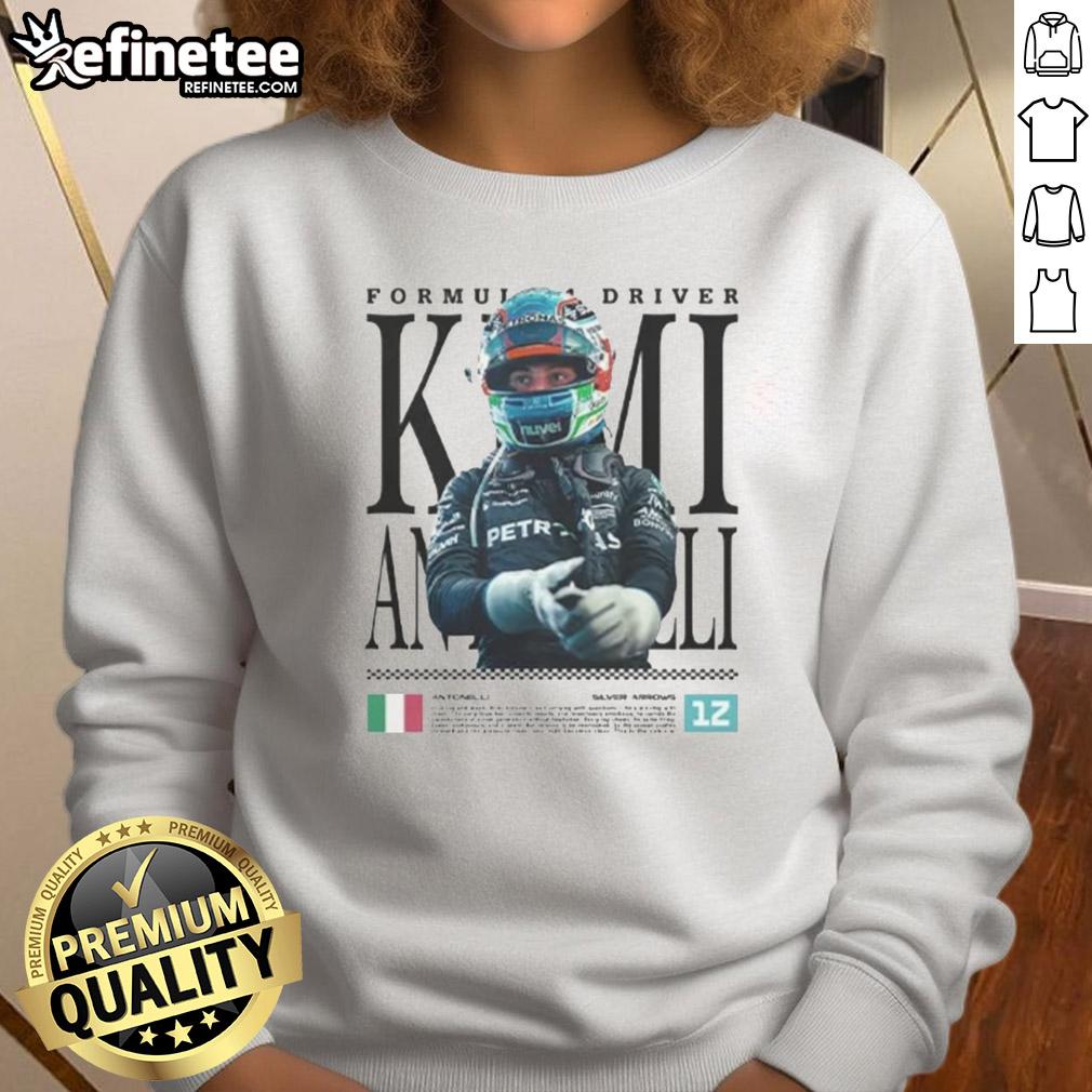 Awesome Kimi Antonelli F1 racing sweatshirt featuring bold graphics and a comfortable fit for motorsport fans.