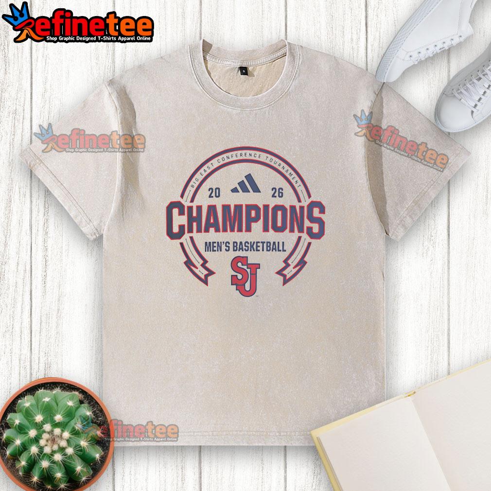 Alt Text: Awesome St. John's Red Storm Basketball Big East Champions washed t-shirt featuring vibrant team colors and logo.
