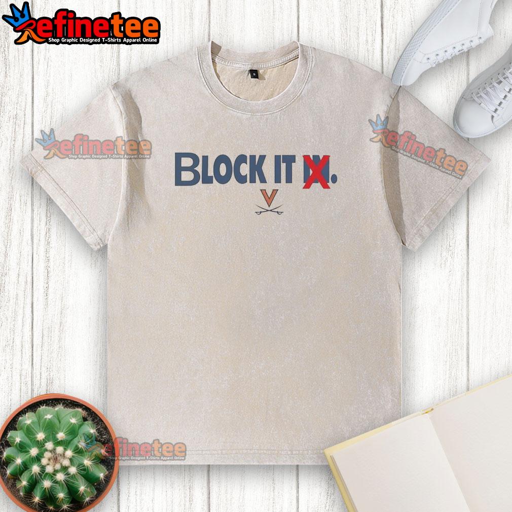 Awesome Virginia Cavaliers Block It Washed T-Shirt in navy blue, featuring the team logo and comfortable fit for fans.