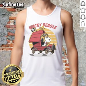 Alt Text: Cute wacky beagle car tank top featuring a playful beagle graphic, perfect for dog lovers and casual wear.