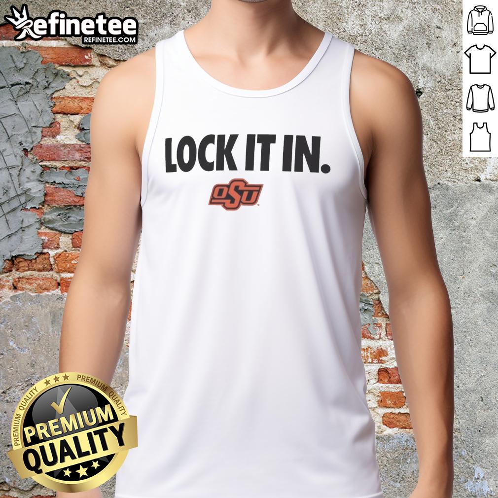 Good Oklahoma State Cowboys 2026 Lock It In tank top featuring vibrant team colors and logo, perfect for fans.