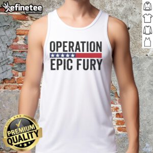 Good Operation Epic Fury Us Iran Logo Tank Top featuring bold graphic design and vibrant colors for casual wear.