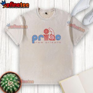 Hot New Orleans Pride washed t-shirt featuring vibrant colors and a stylish design for LGBTQ+ celebration.