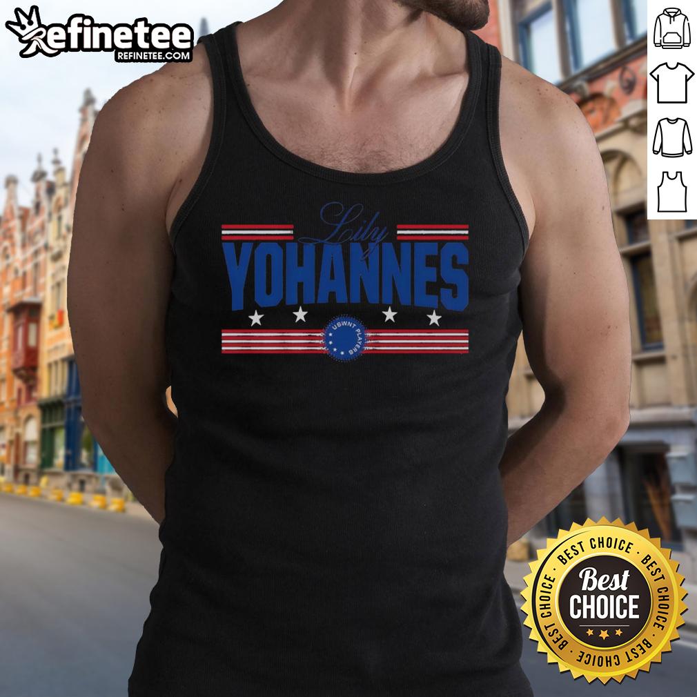 Alt Text: Nice Lily Yohannes Stars and Stripes tank top featuring a bold American flag design, perfect for summer fashion.