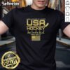 Red, white, and blue USA Hockey 2026 Winter Olympics T-shirt with gold accents, perfect for fans and supporters.