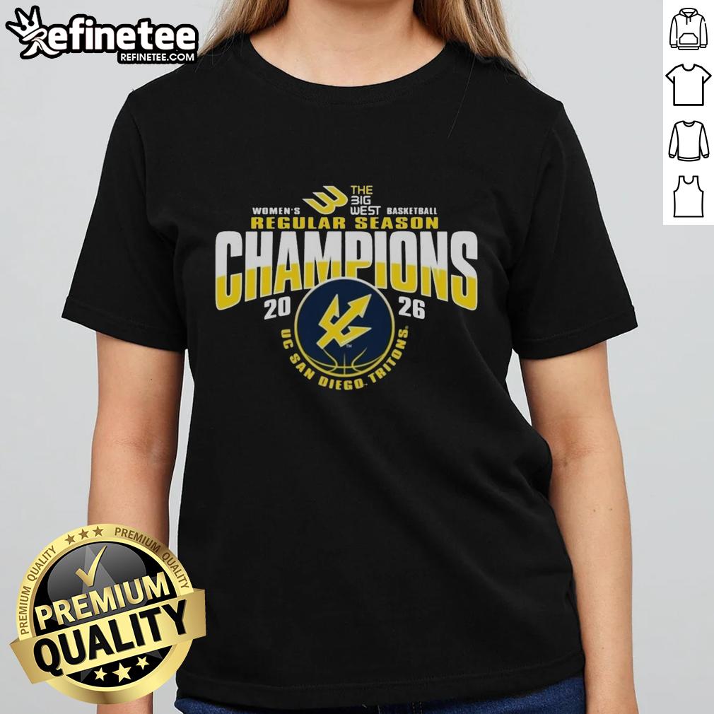 Alt Text: Nice UC San Diego Tritons Women's Basketball 2026 Big West Champions Ladies Tee showcasing team pride and style.